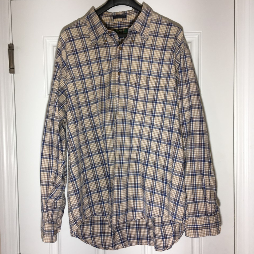 XL Alexander Julian Tan/Blue Button-Down shirt